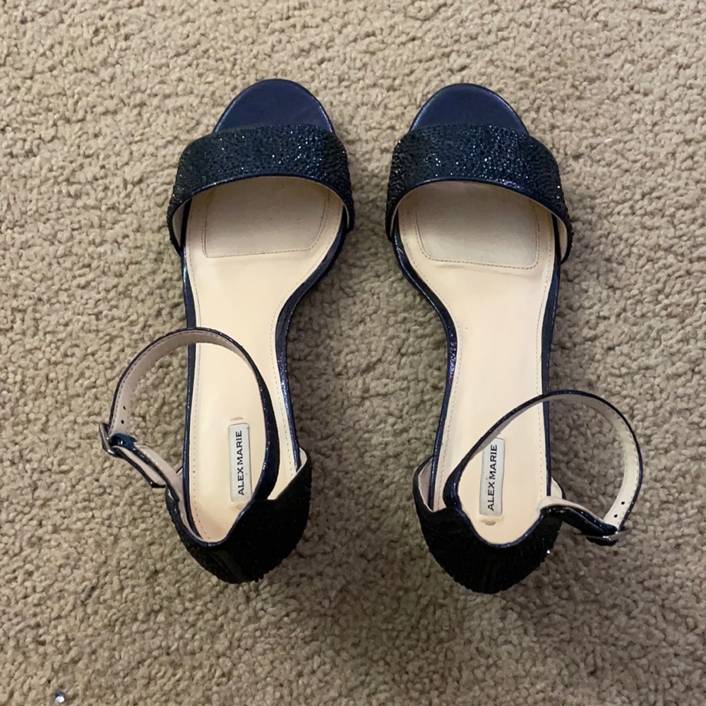 Alex Marie Navy Blue Studded Wedged Sandals. Size 11.